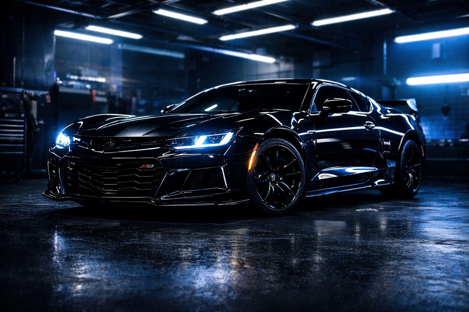 Auto sportiva con luci blu racing GAS Project